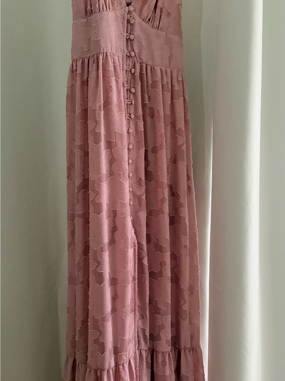 Windsor Dusty Rose Textured Button-Front Maxi Dress